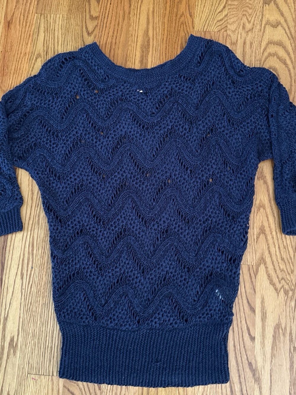 Lilly Pulitzer Navy Open-Knit Wave Sweater